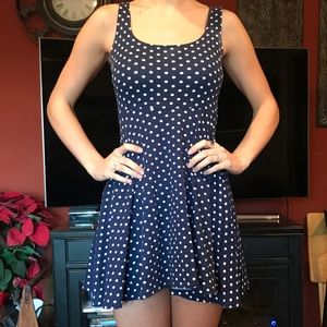 Urban outfitters blue and white polka dot dress